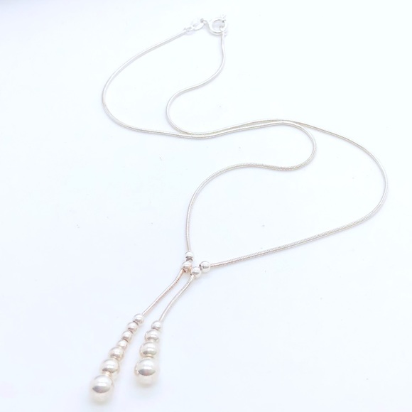 Vintage Silver Contemporary Y Necklace PRETTY!